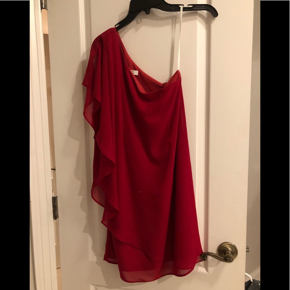 Red One Shoulder Cocktail Dress